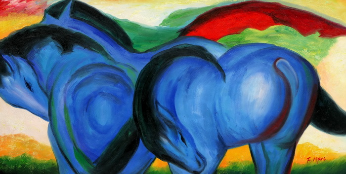 Franz Marc Große blaue Pferde f97398 60x120cm exzellentes Ölgemälde